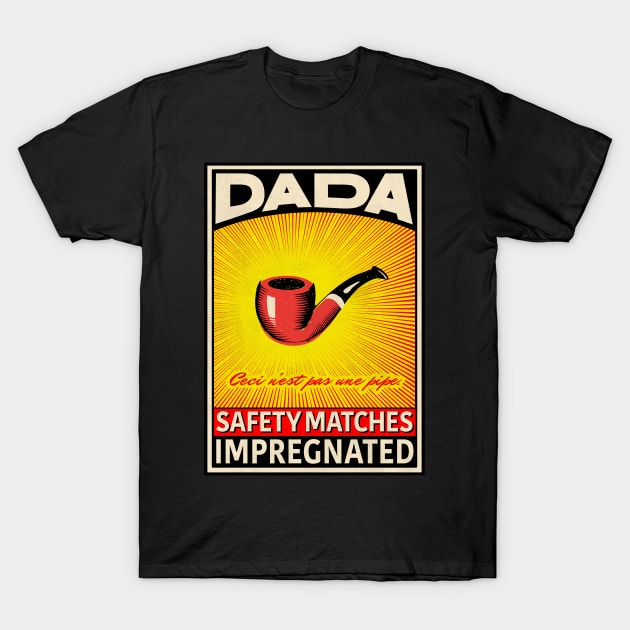 Dada Retro Matchbox Label The Pipe T-Shirt by Peadro